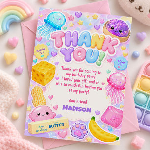 Squishy Girl Cute Kawaii Colorful Birthday Party Thank You Card