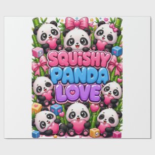 Squishy Panda Love Cute Kawaii Wrapping Paper