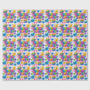 Squishy Space Colorful Kawaii Planets Stars Cosmic Wrapping Paper