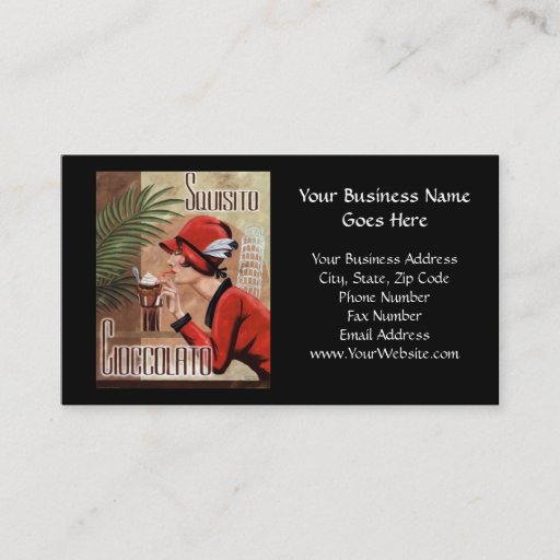 Customizable Squisito Cioccolato Italian Chocolate Woman in Red Business Cards