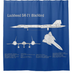 SR-71 Blackbird - Airplane Blueprint Plans ABD Shower Curtain