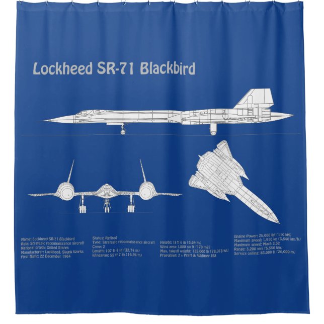 SR-71 Blackbird - Airplane Blueprint Plans ABD Shower Curtain (Front)