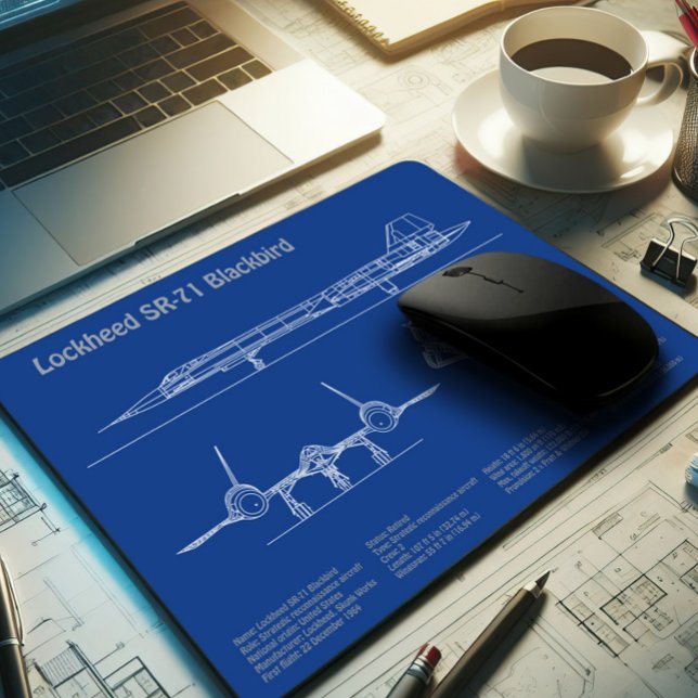 SR-71 Blackbird - Airplane Blueprint Plans AD Mouse Pad (Creator Uploaded)