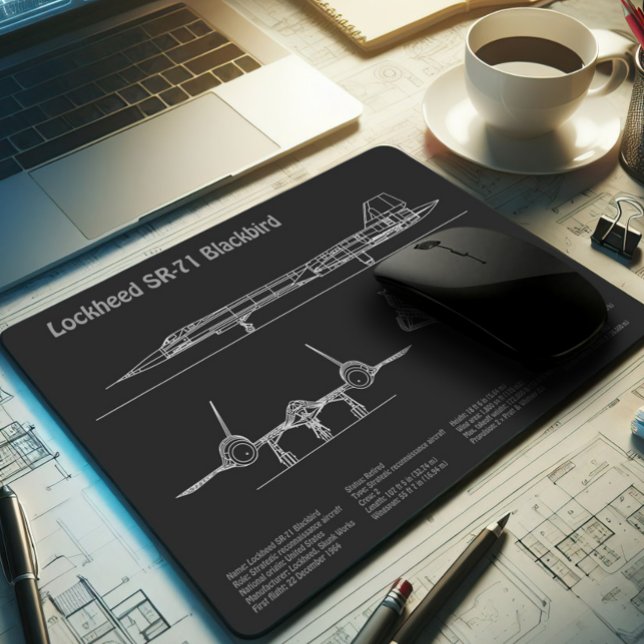 SR-71 Blackbird - Airplane Blueprint Plans PD Mouse Pad (Creator Uploaded)