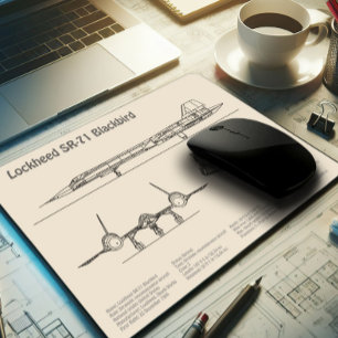 SR-71 Blackbird - Airplane Blueprint Plans SD Mouse Pad