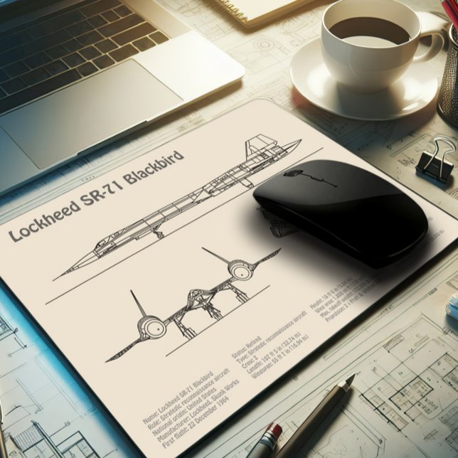 SR-71 Blackbird - Airplane Blueprint Plans SD Mouse Pad (Creator Uploaded)