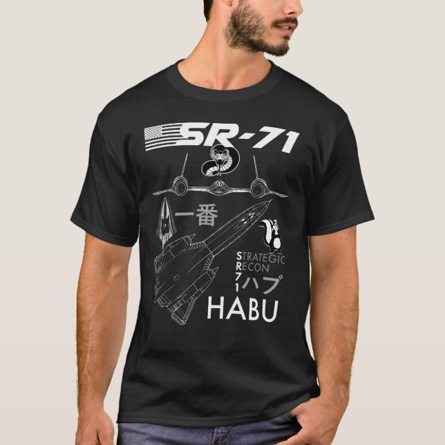 SR-71 HABU Air Force Spy Plane Blueprint T-Shirt (Front)