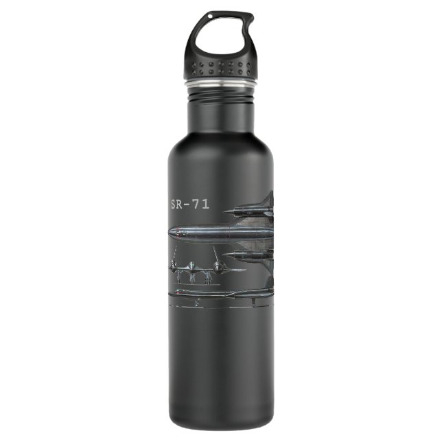 SR-71 Military Aircraf Stainless Steel Water Bottle (Front)