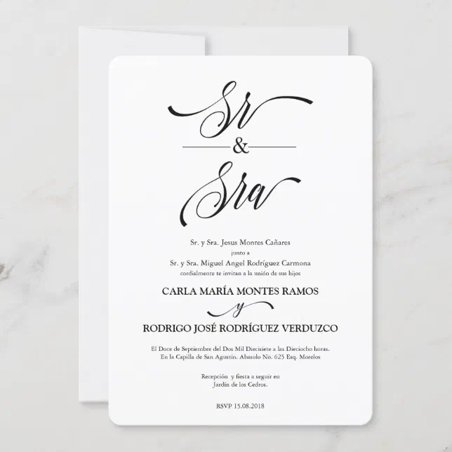 Sr y Sra Spanish Wedding Invitation Zazzle