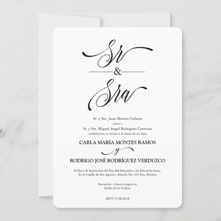 Sr y Sra Spanish Wedding Invitation Zazzle