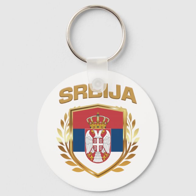 Srbija Flag Shield Serbia Keychain (Front)