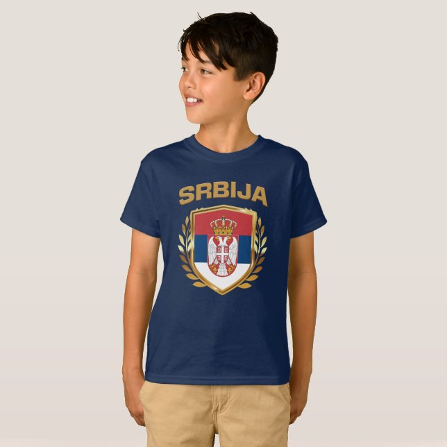 Srbija Flag Shield Serbia T-Shirt (Front Full)