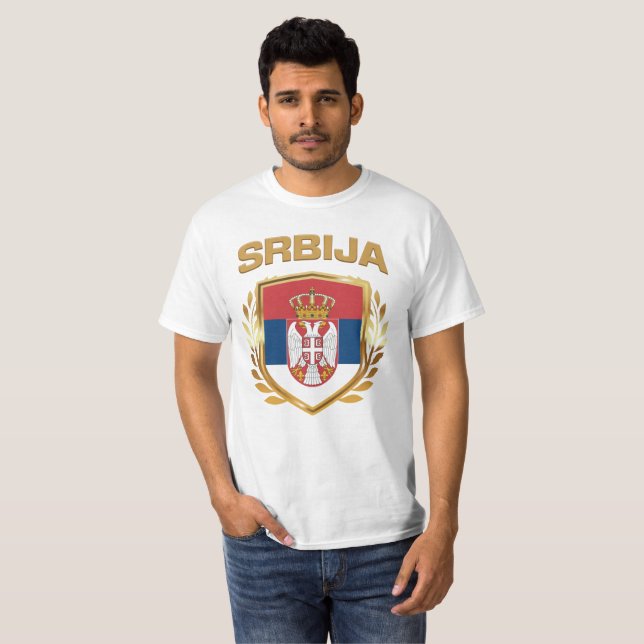 Srbija Flag Shield Serbia T-Shirt (Front Full)