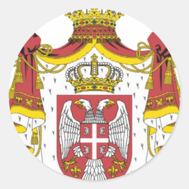 Srbija Grb / Serbian Coat of Arms Classic Round Sticker (Front)