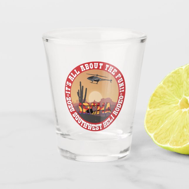 SRCHA 2025 Southwest Heli Rodeo Shot Glass (Front)