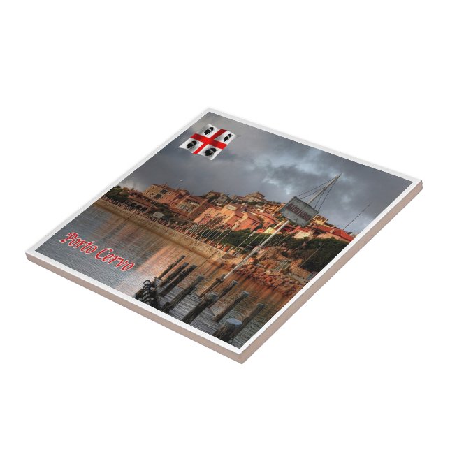 SRD052 PORTO CERVO, Sardinia, Italy, Ceramic Tile (Side)