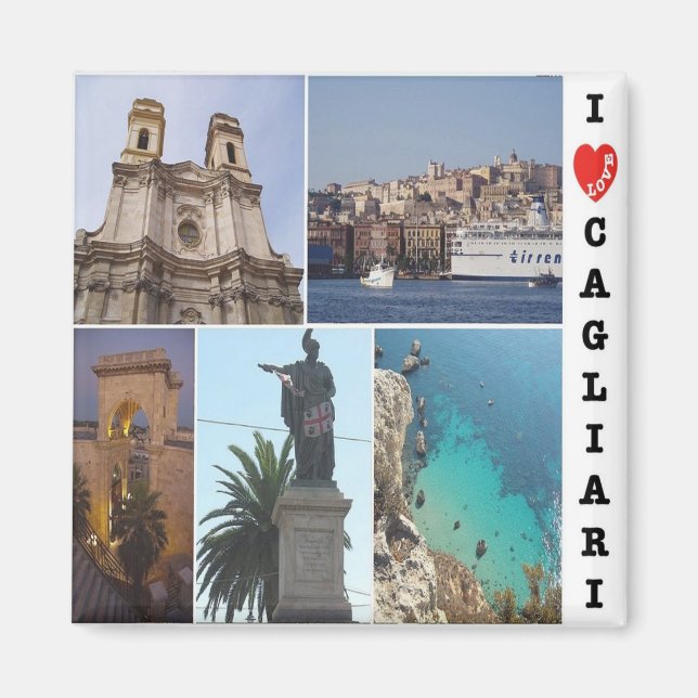 SRD061 CAGLIARI I Love Mosaic, Sardinia, Fridge Magnet (Front)