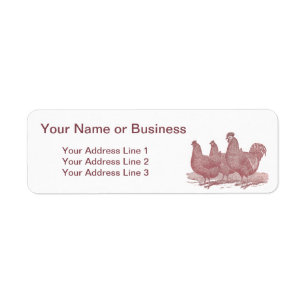 sRed Rooster and Hens Plymouth Rock Chickens Farm Label