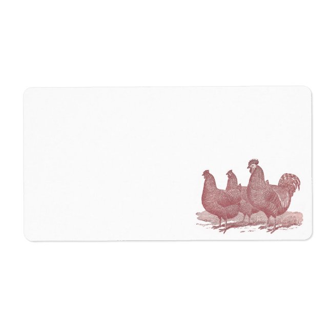 sRed Rooster and Hens Plymouth Rock Chickens Farm Label (Front)