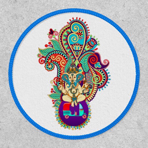 Sri Ganesh Elephant God Colorful Indian Paisley Patch