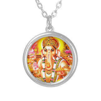 Sri Ganesh, Lord Ganapati, Hindu God Silver Plated Necklace