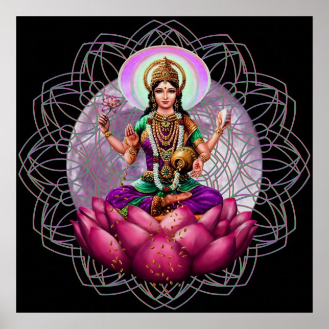 Sri Lakshmi / Laxmi Divine Large poster print (Front)