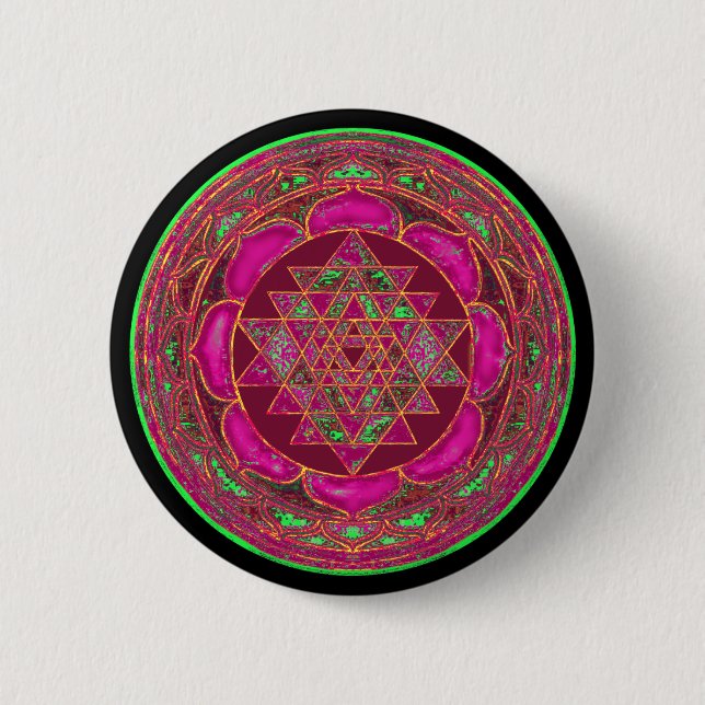 Sri Lakshmi Yantra Mandala Button (Front)