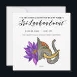 Sri Lanka Artistic Design Save The Date<br><div class="desc">A stylized illustration of a lotus flower and an elephant's head. The lotus flower, vibrant purple with hints of deep violet and gold accents in the center, is positioned on the left side of the image. The details are painted with a watercolor-like effect. An illustration resembles the beauty of Sri...</div>