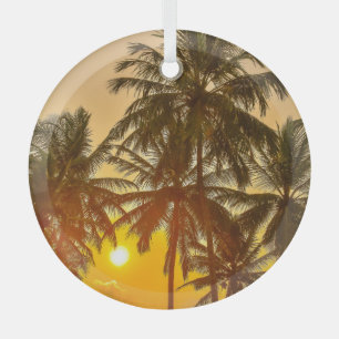Sri Lanka Beach Sunset View Glass Ornament