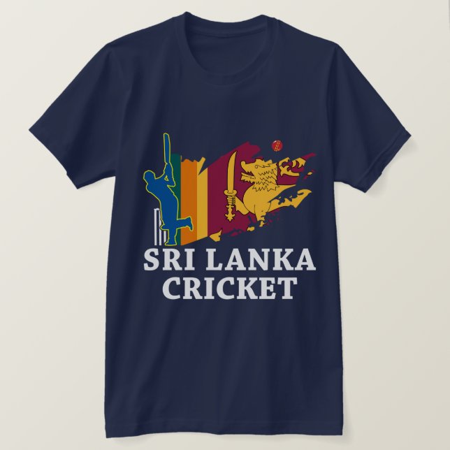 Zazzle Sri Lanka Cricket Flag Brush Stroke Gift T-Shirt, Men's, Size: Adult S, Navy Blue