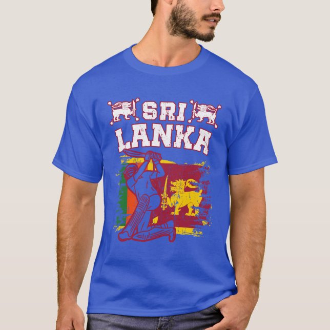 Sri Lanka Cricket Gift, Flag Brush Stroke T-Shirt (Front)