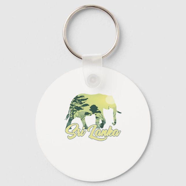 Sri Lanka Elephant Nature Lover Traveler Gift Keychain (Front)