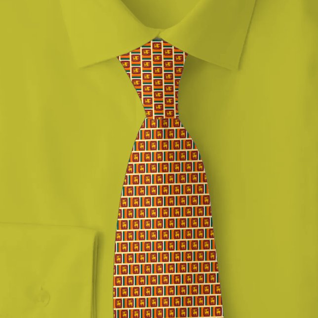 Sri Lanka Flag Brick Pattern Neck Tie (Creator Uploaded)
