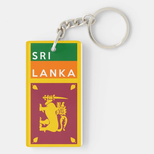 sri lanka flag country text name keychain (Back)