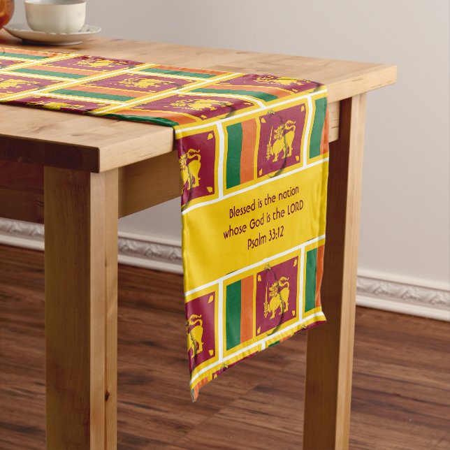 SRI LANKA Flag Customized Scripture Short Table Runner (In Situ)