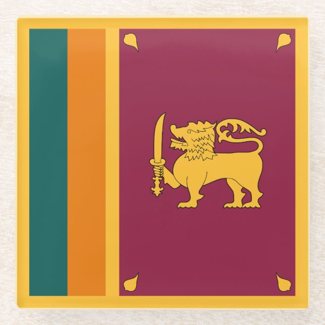 Sri Lanka Flag Glass Coaster (Front)