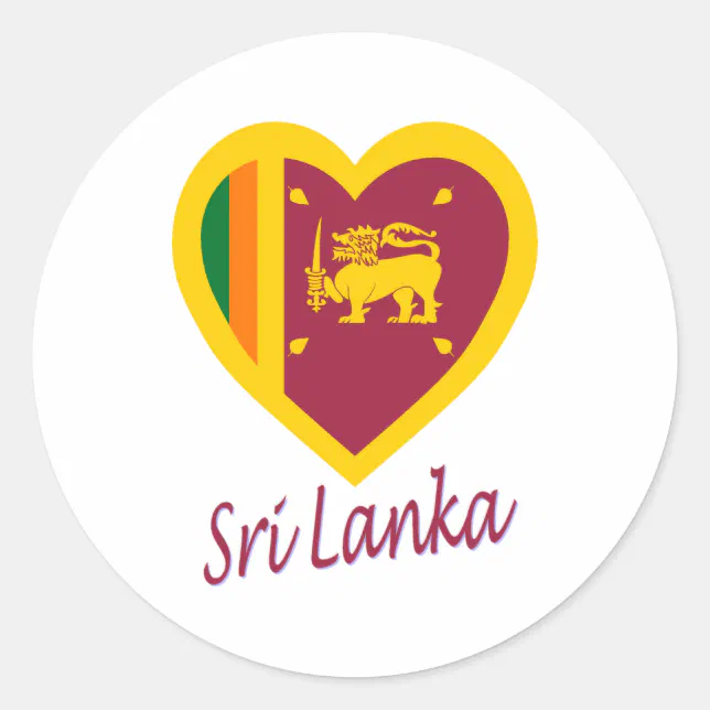 Sri Lanka Flag Heart Classic Round Sticker Zazzle