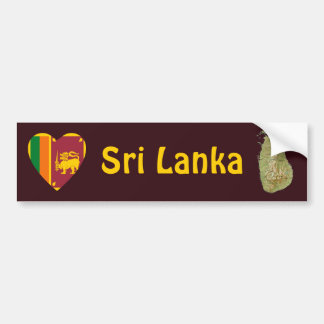 Sri Lanka Flag Heart + Map Bumper Sticker