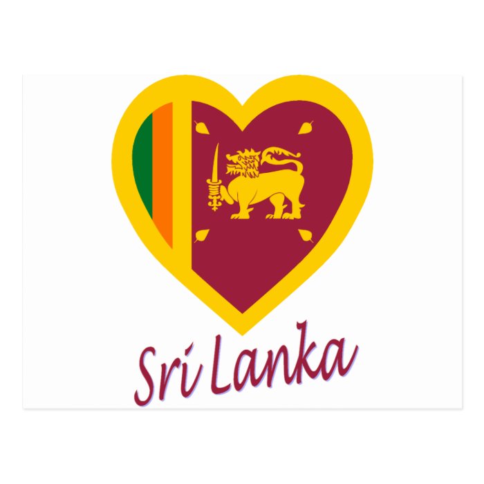 Sri Lanka Flag Heart Post Card