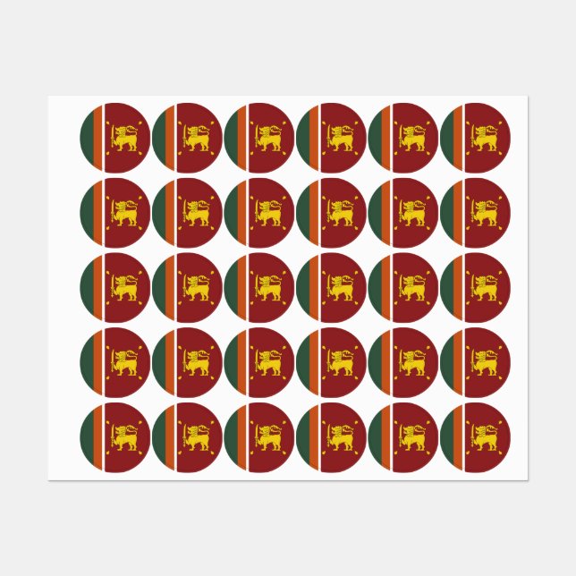 Sri Lanka flag Labels (Sheet)