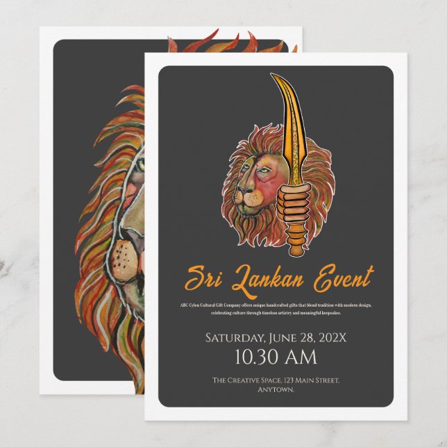 Sri Lanka Flag Lion Flat Card (Front/Back)