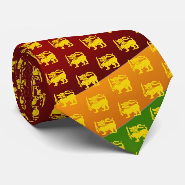 Sri Lanka Flag Lion Neck Tie (Rolled)