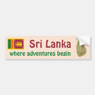 Sri Lanka Flag + Map Bumper Sticker