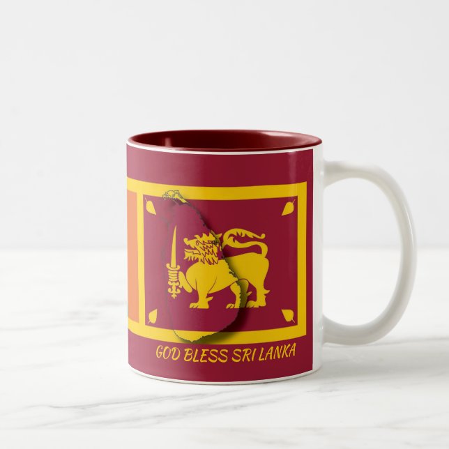 SRI LANKA FLAG MAP Scripture Customized BURGUNDY Two-Tone Coffee Mug (Right)