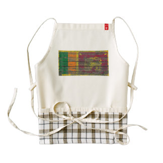 Sri Lanka Flag on Rough Wood Boards Effect Zazzle HEART Apron