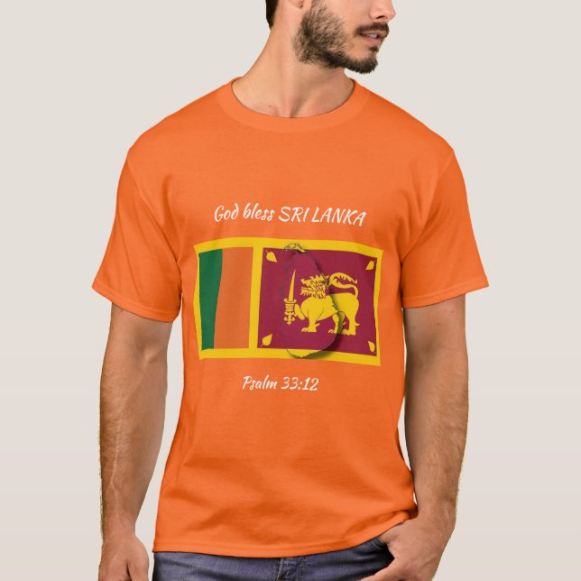 SRI LANKA FLAG Patriotic Scripture Custom ORANGE T-Shirt (Front)