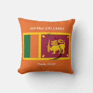 SRI LANKA FLAG Patriotic Scripture Custom ORANGE Throw Pillow