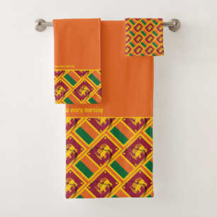 SRI LANKA FLAG Personalized Scripture ORANGE Bath Towel Set