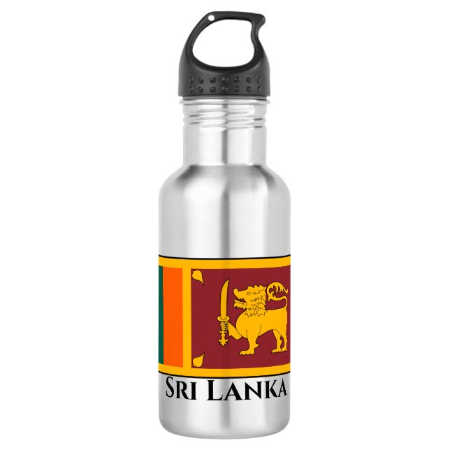Sri Lanka Flag Stainless Steel Water Bottle (Front)