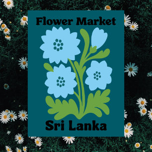 Sri Lanka Flower Market Blue Water Lily Floral Postcard